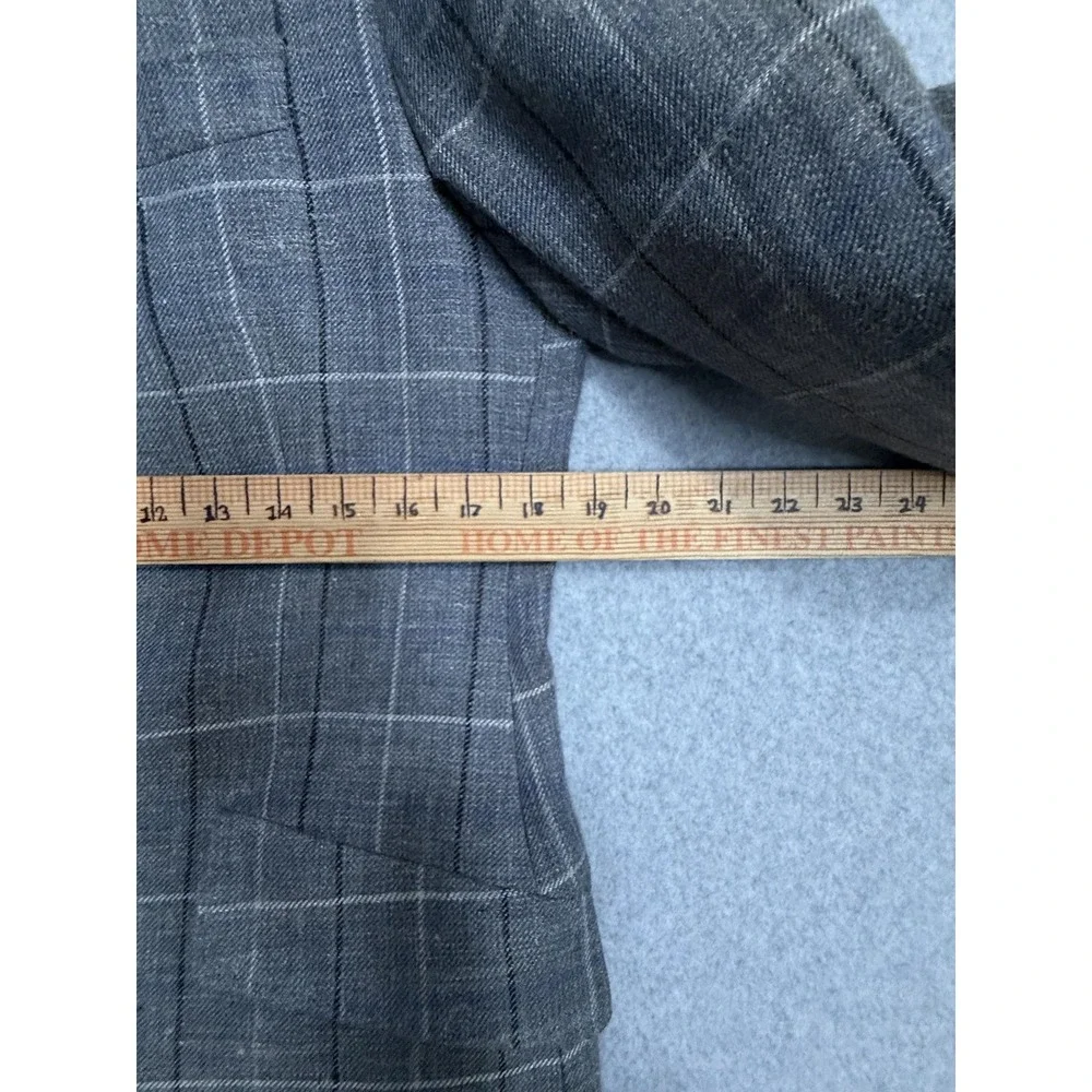 Paul Smith Blazer Sport Coat Mens 40R Gray Silk Linen Plaid Check Italy Jacket